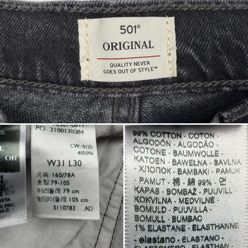 Levi's 501 Original Studded Jeans Black Y2K Alt Punk Grunge Straight Leg W31 L30 - Picture 6 of 9